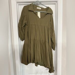 Olive Gauze Dress